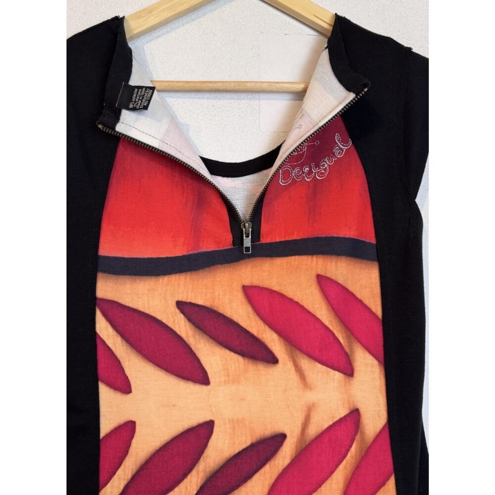 Desigual Juana Kiss Me Baby Floral Colorful Art Shift Dress Embroidered Medium - Picture 6 of 8